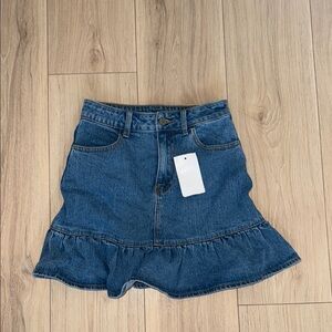 Brandy Melville Denim Ruffle Hem Skirt